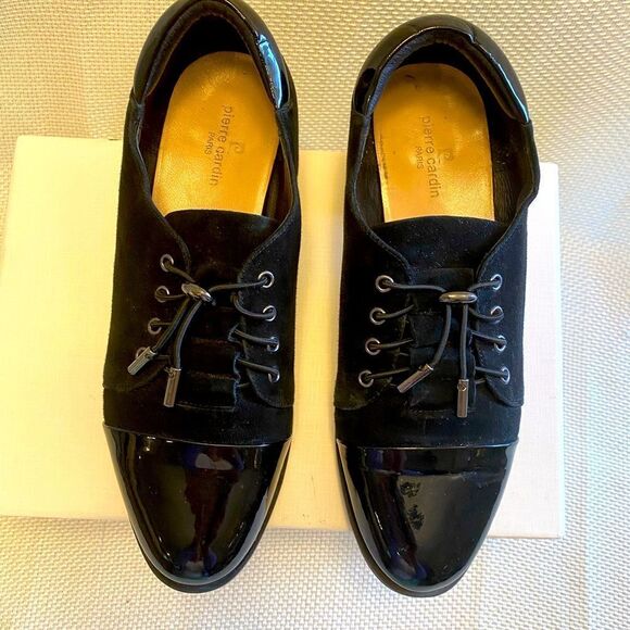 Pierre Cardin Paris women’s cap toe derby patent leather and suede size 39 wow - Picture 4 of 11